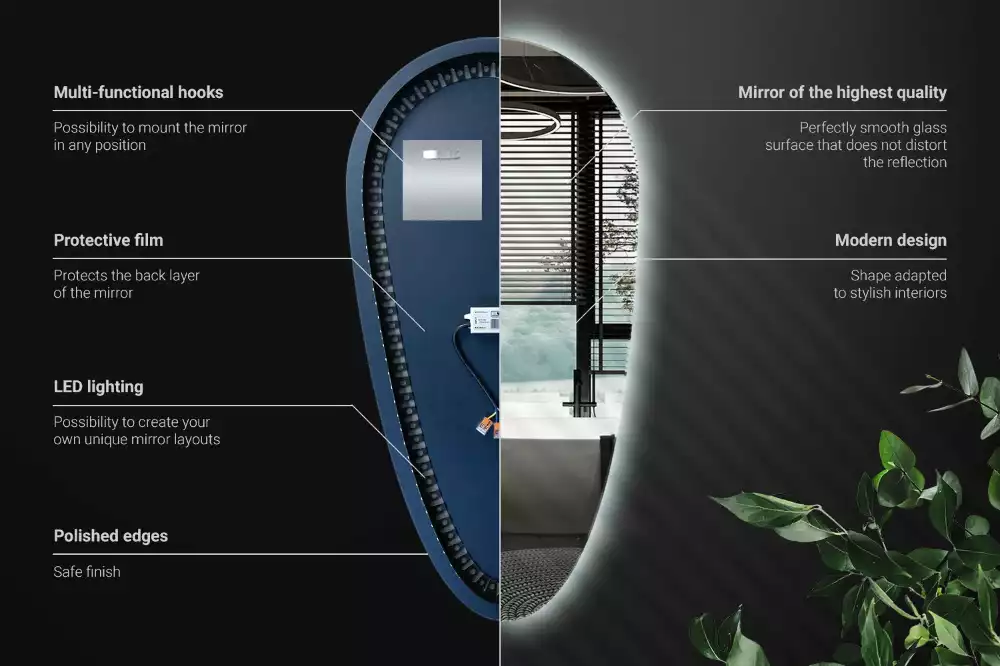 Specchio a goccia led da parete