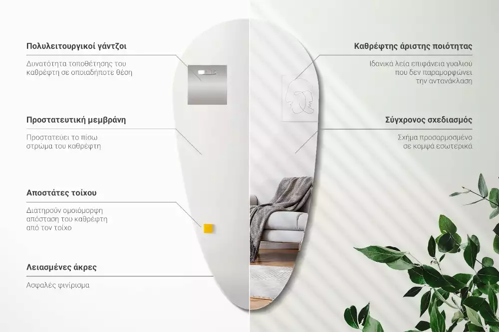 Specchio a goccia da parete