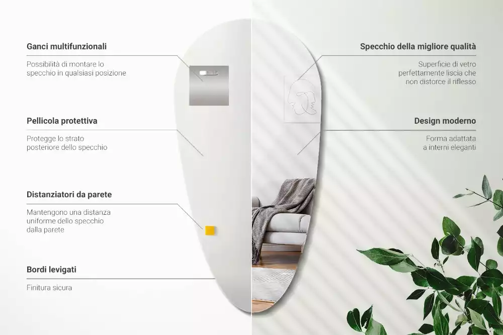 Specchio a goccia da parete