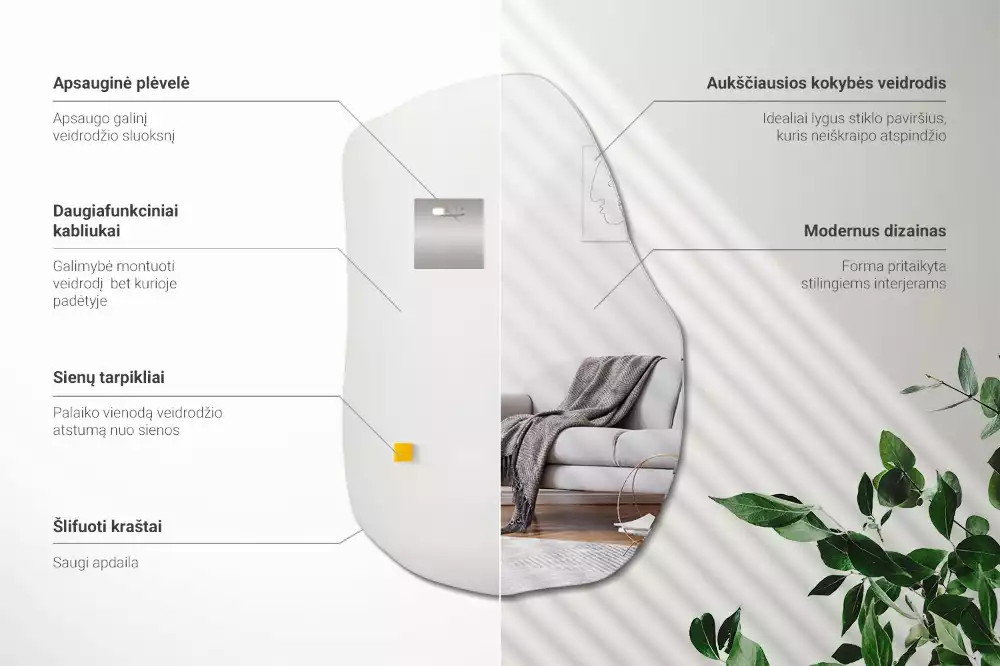 Specchio forma irregolare decorativo moderno