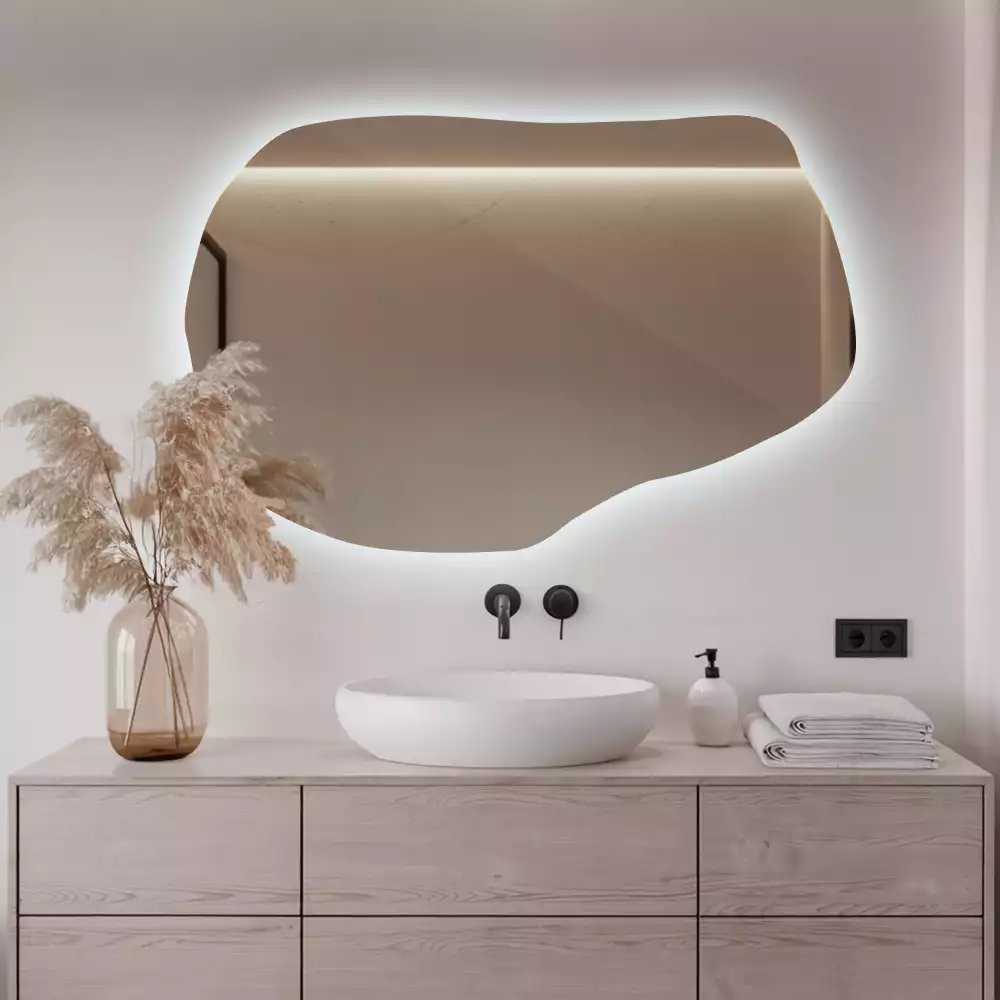 Specchio forma irregolare con LED decorativo