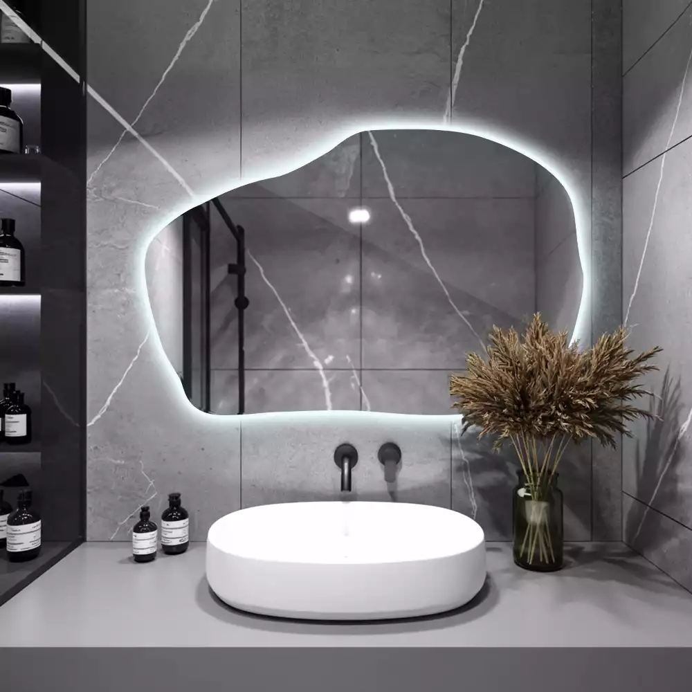 Specchio forma irregolare con LED decorativo