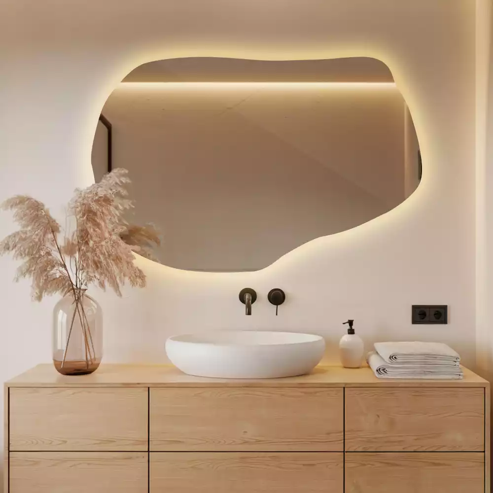 Specchio forma irregolare con LED decorativo