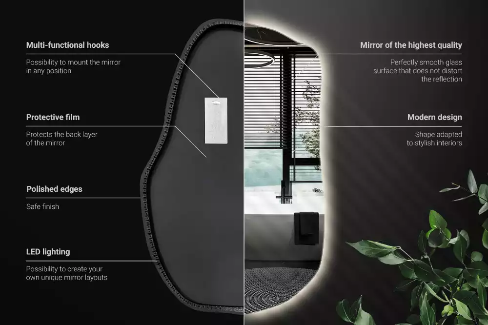 Specchio forma irregolare con LED decorativo