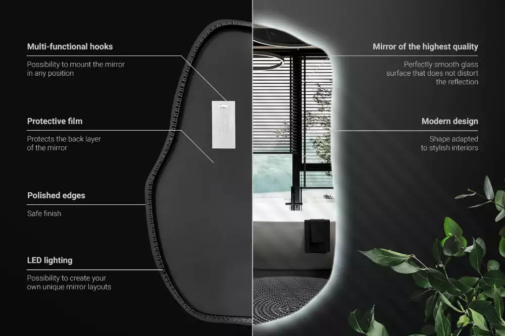 Specchio forma irregolare con LED decorativo