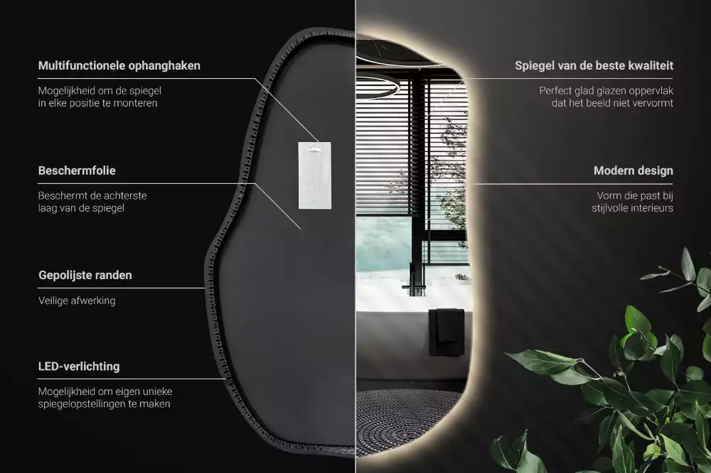 Specchio forma irregolare con LED decorativo