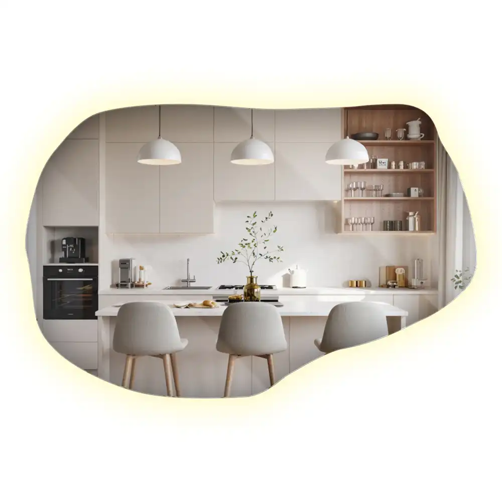 Specchio forma irregolare con LED decorativo