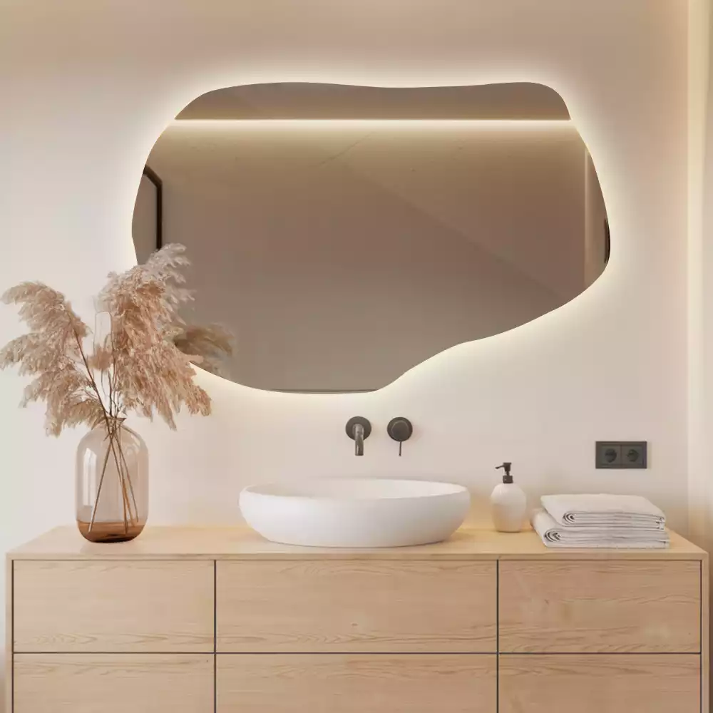 Specchio forma irregolare con LED decorativo