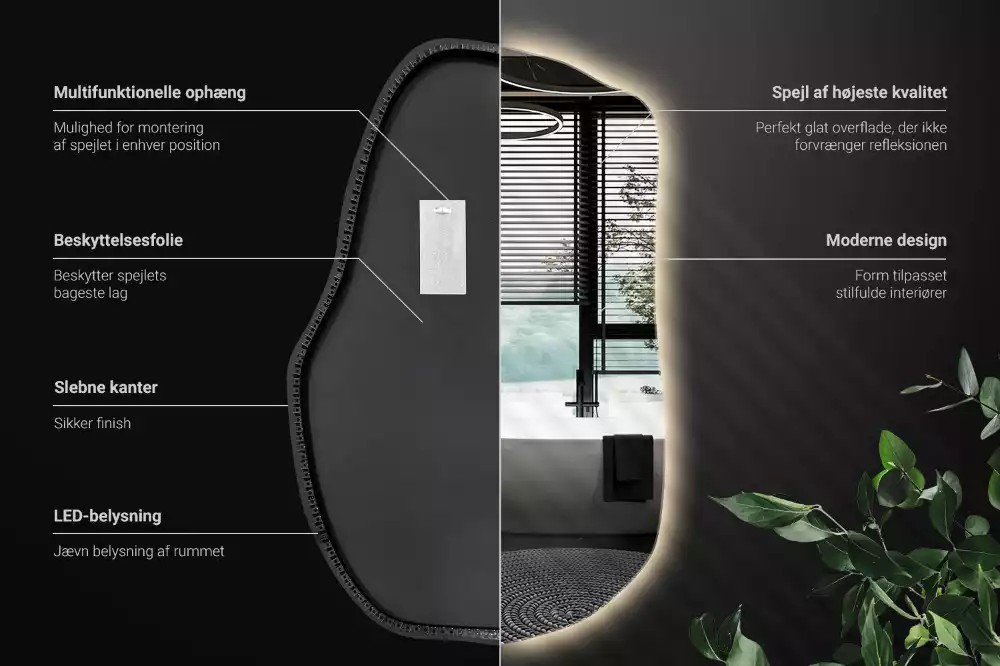 Specchio forma irregolare con LED decorativo