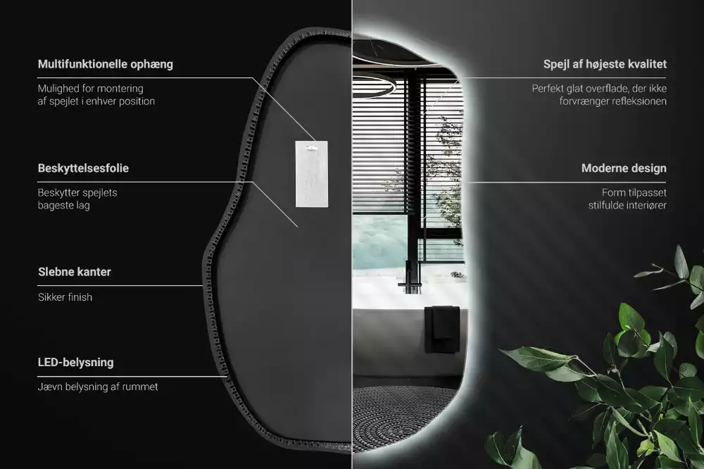 Specchio forma irregolare con LED decorativo