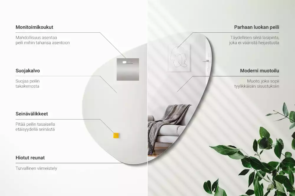 Specchio organico decorativo da parete