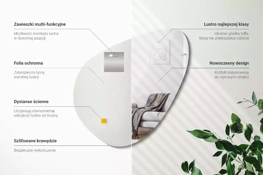 Specchio organico decorativo da parete