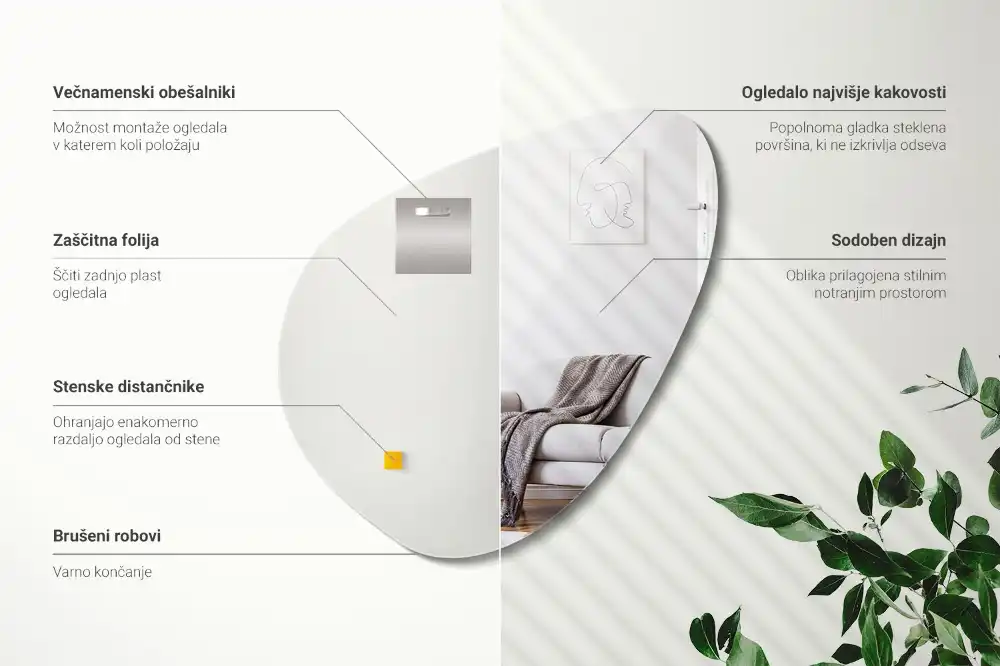 Specchio organico decorativo da parete