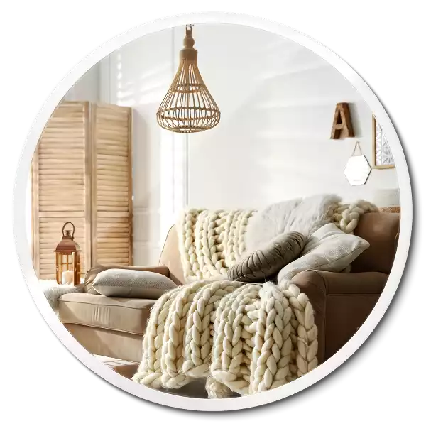 Specchio rotondo da appendere con cornice bianca