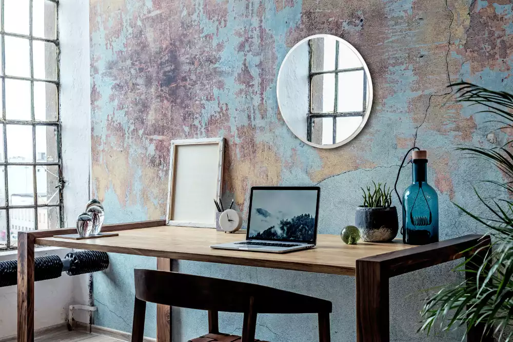 Specchio rotondo da appendere con cornice bianca