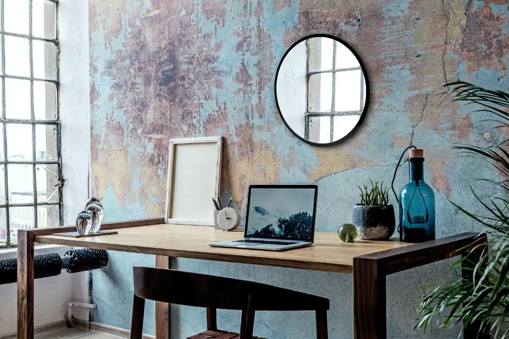 Specchio rotondo da parete con cornice nera