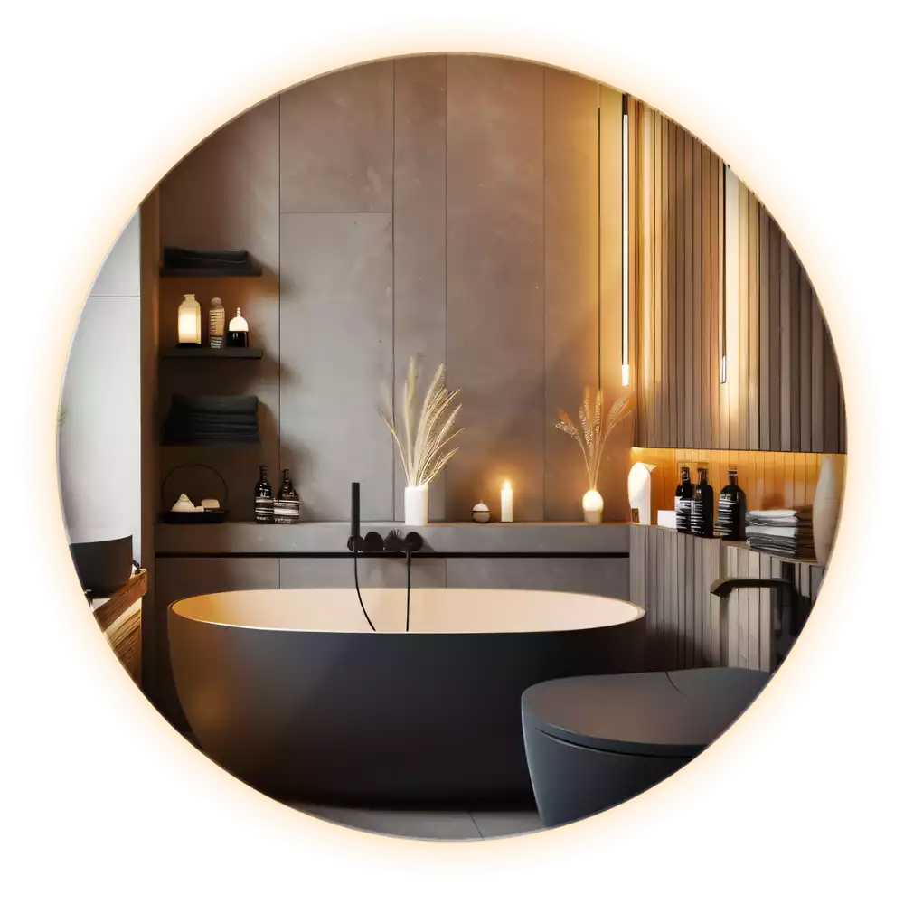 Specchio rotondo moderno con illuminazione a LED