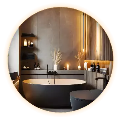 Specchio rotondo moderno con illuminazione a LED