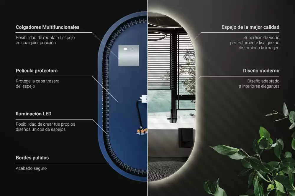 Specchio led ovale decorativo da parete
