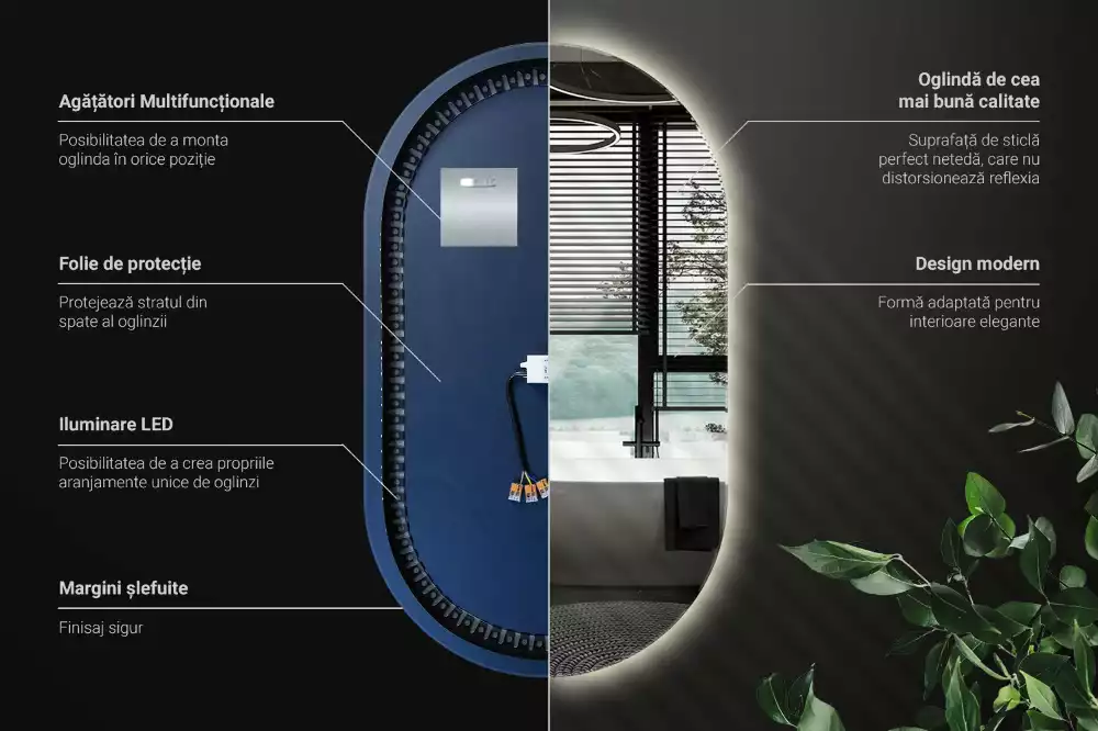 Specchio led ovale decorativo da parete