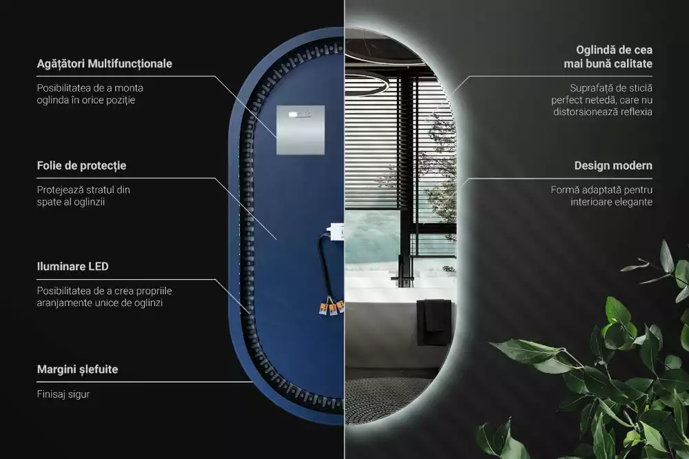 Specchio led ovale decorativo da parete