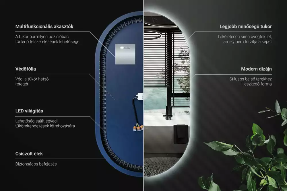 Specchio led ovale decorativo da parete