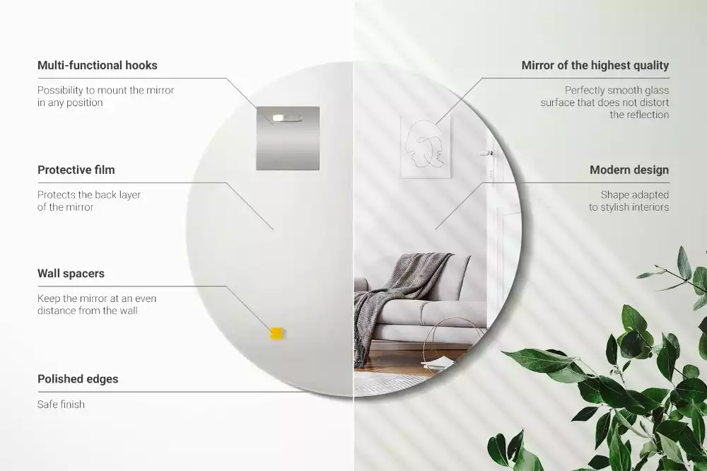 Specchio rotondo da parete senza cornice