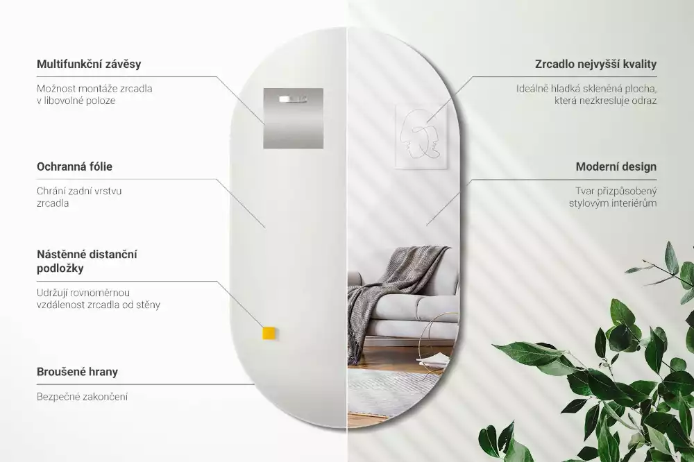 Specchio ovale classico appeso