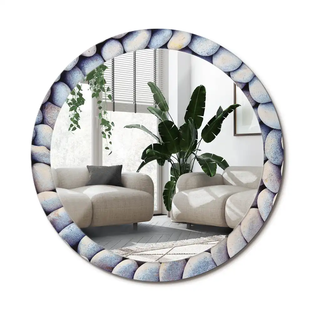 Specchio circolare decoro Cerchio di pietre marine