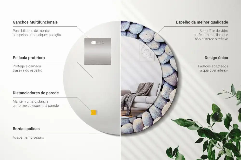 Specchio circolare decoro Cerchio di pietre marine