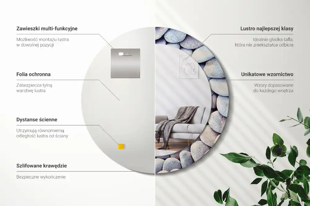 Specchio circolare decoro Cerchio di pietre marine