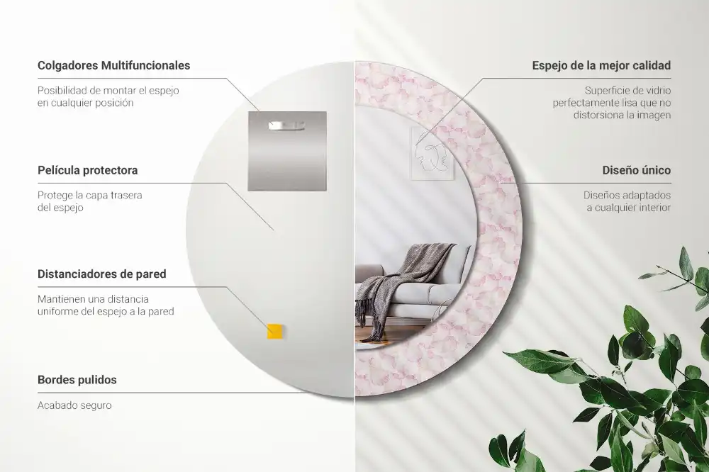 Specchio circolare stampato Petali di fiori