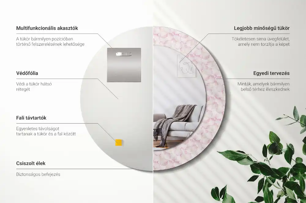 Specchio circolare stampato Petali di fiori