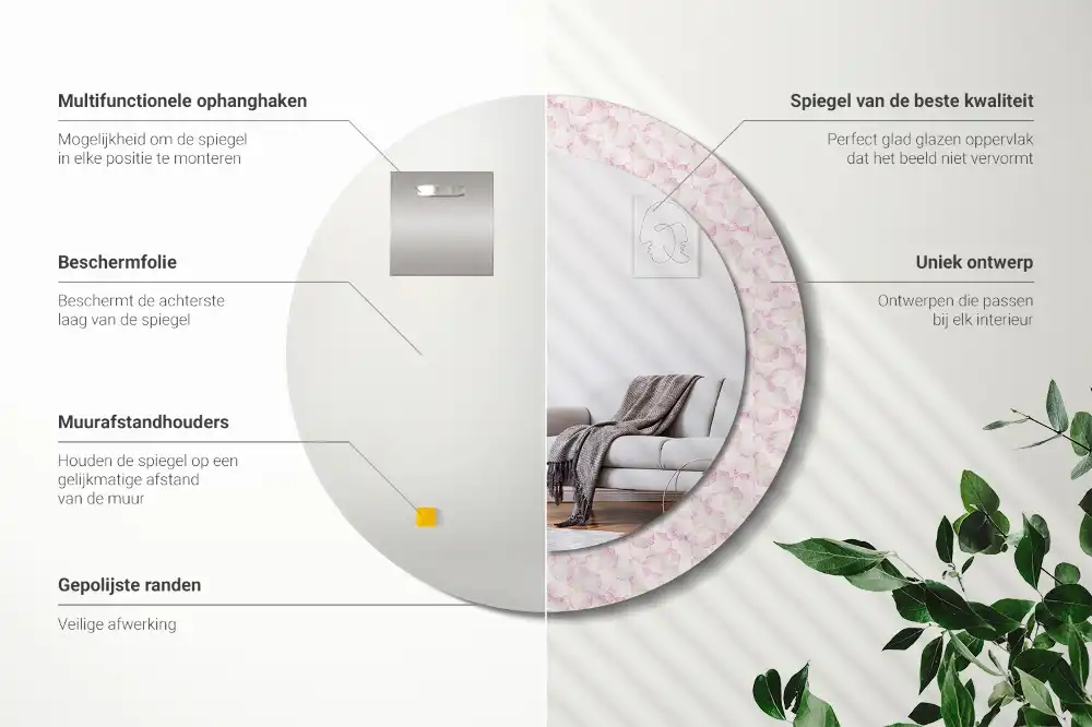 Specchio circolare stampato Petali di fiori