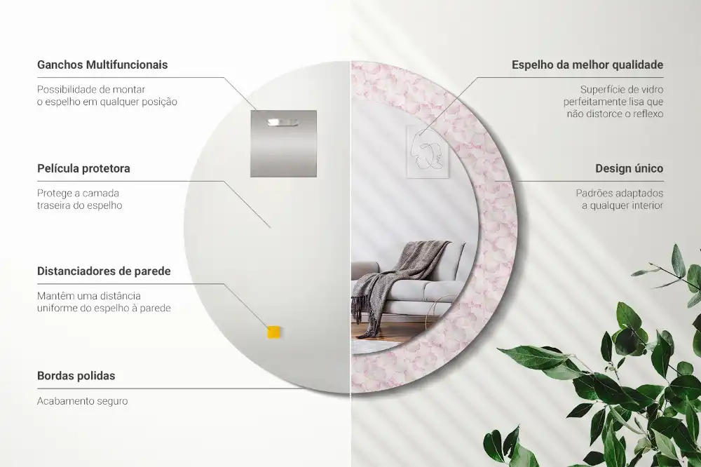 Specchio circolare stampato Petali di fiori