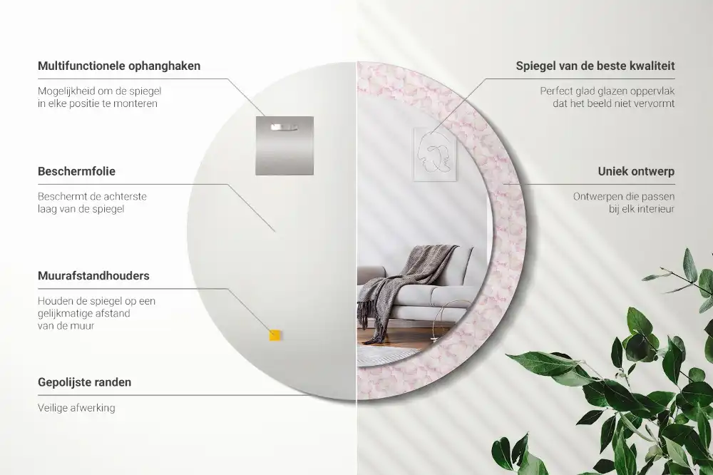 Specchio circolare stampato Petali di fiori