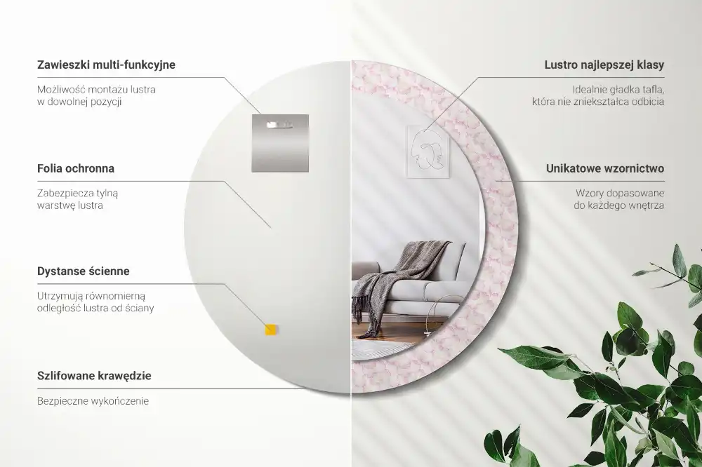 Specchio circolare stampato Petali di fiori