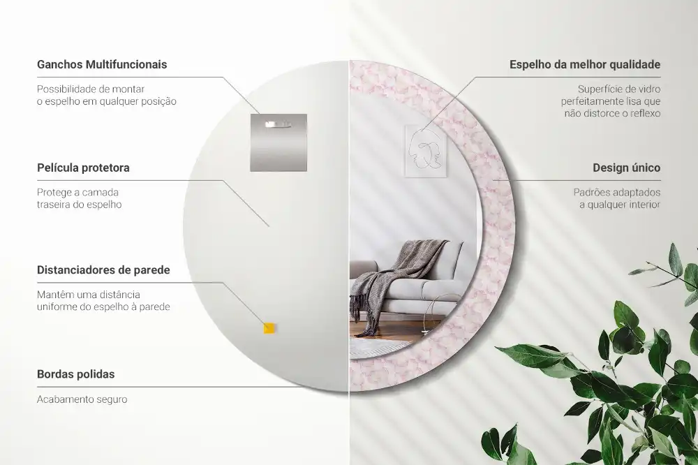 Specchio circolare stampato Petali di fiori