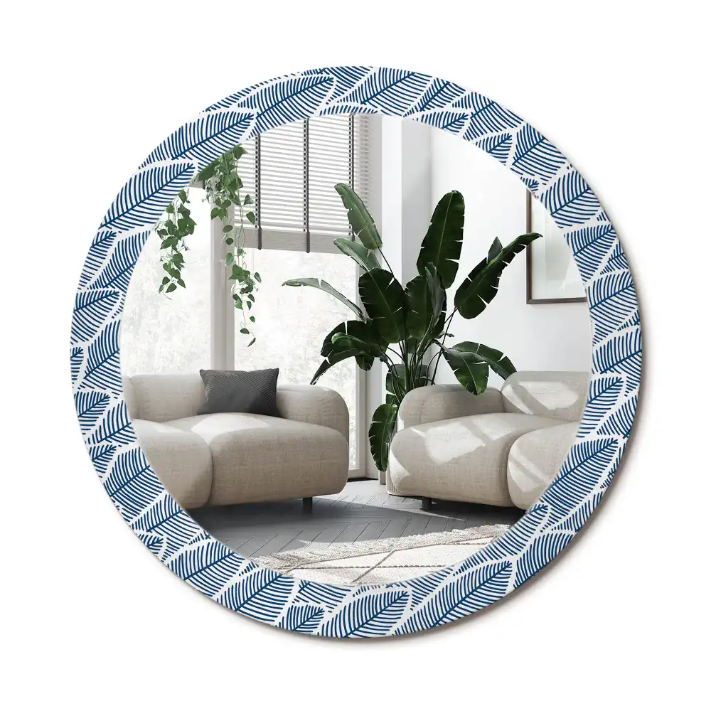 Specchio circolare stampato Foglie