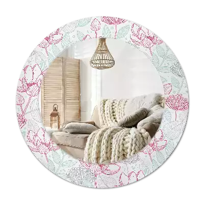Specchio circolare stampato Fiori