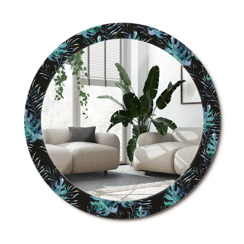 Specchio circolare decoro Foglie esotiche