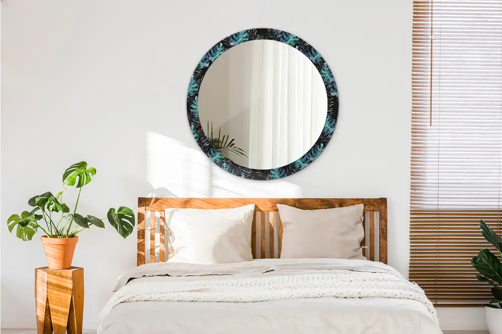 Specchio circolare decoro Foglie esotiche