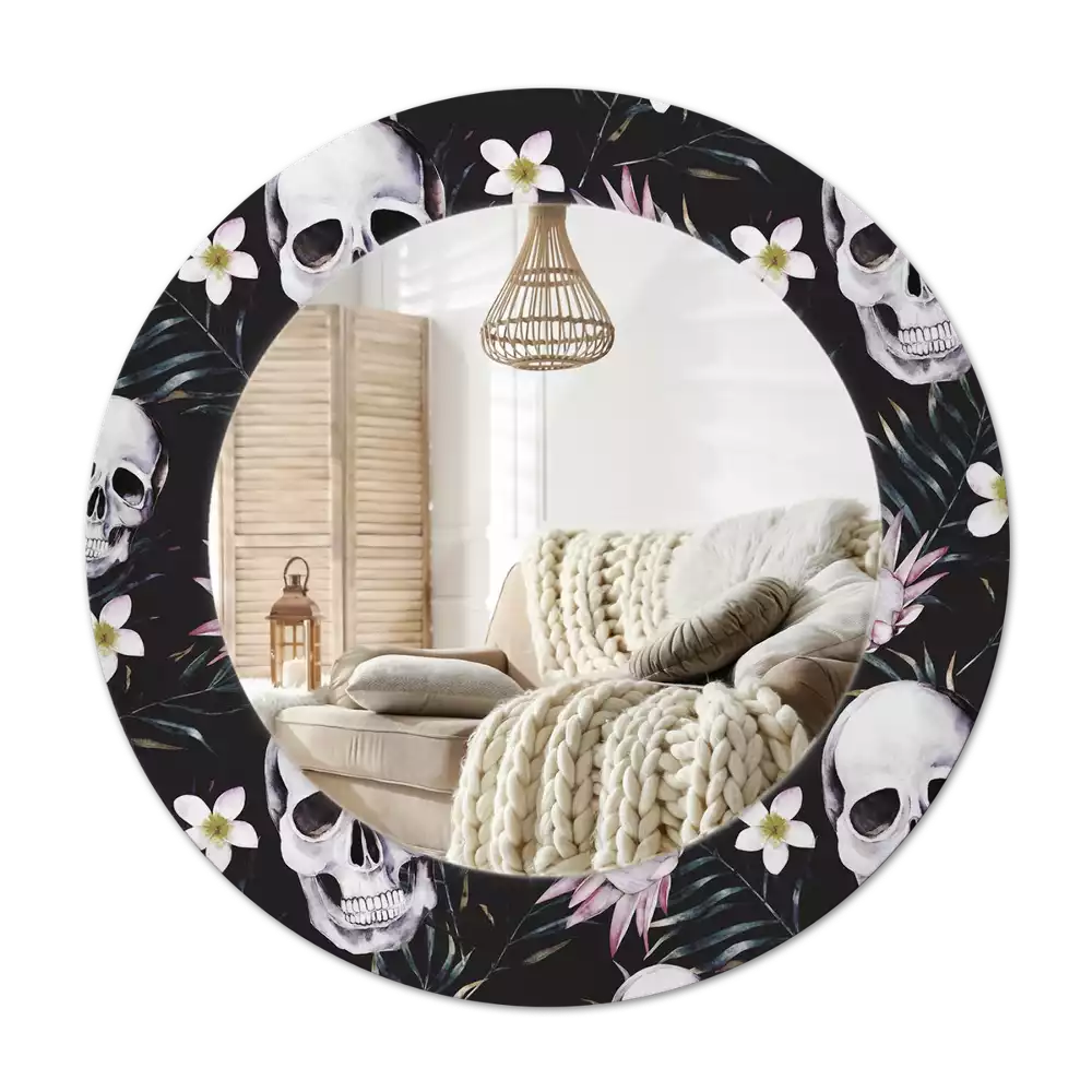 Specchio circolare decoro Fiori del teschio