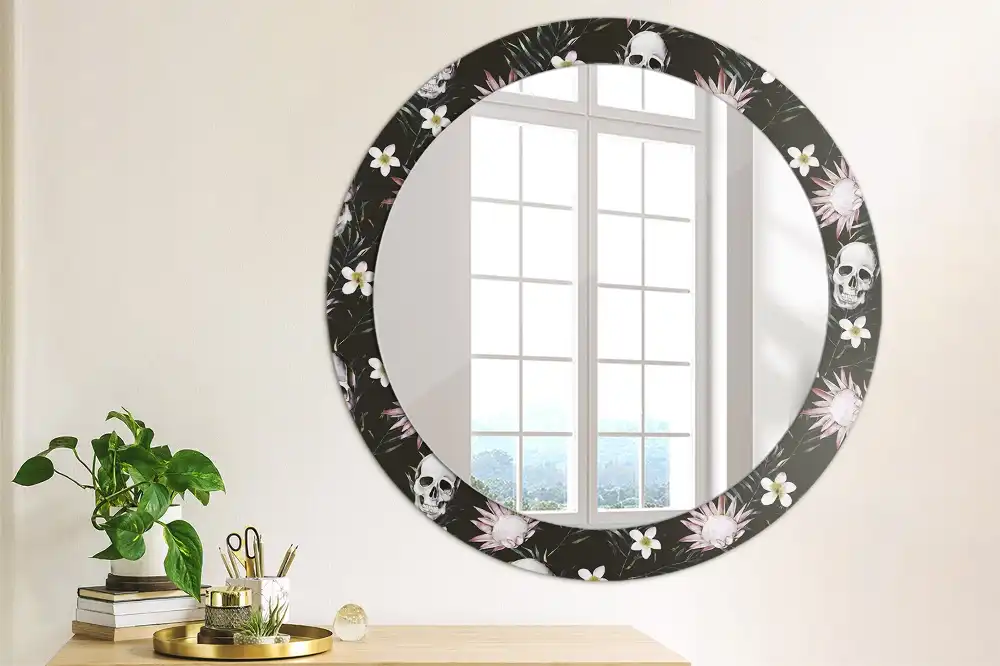 Specchio circolare decoro Fiori del teschio