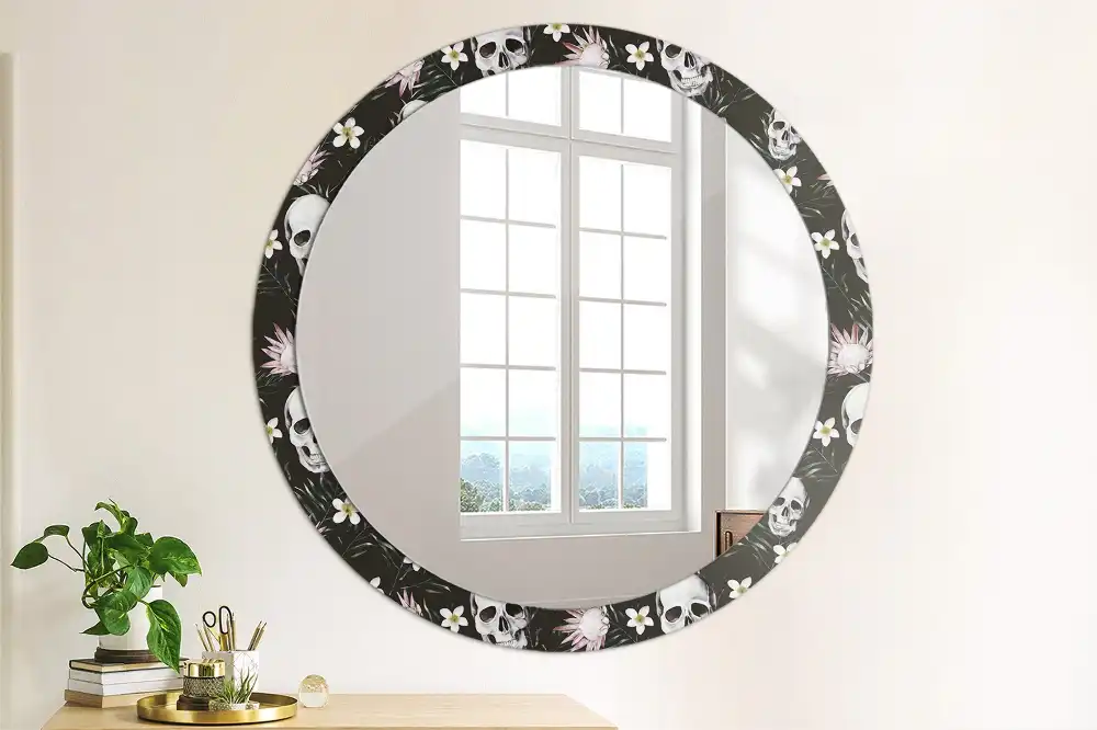Specchio circolare decoro Fiori del teschio