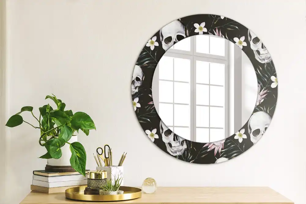 Specchio circolare decoro Fiori del teschio