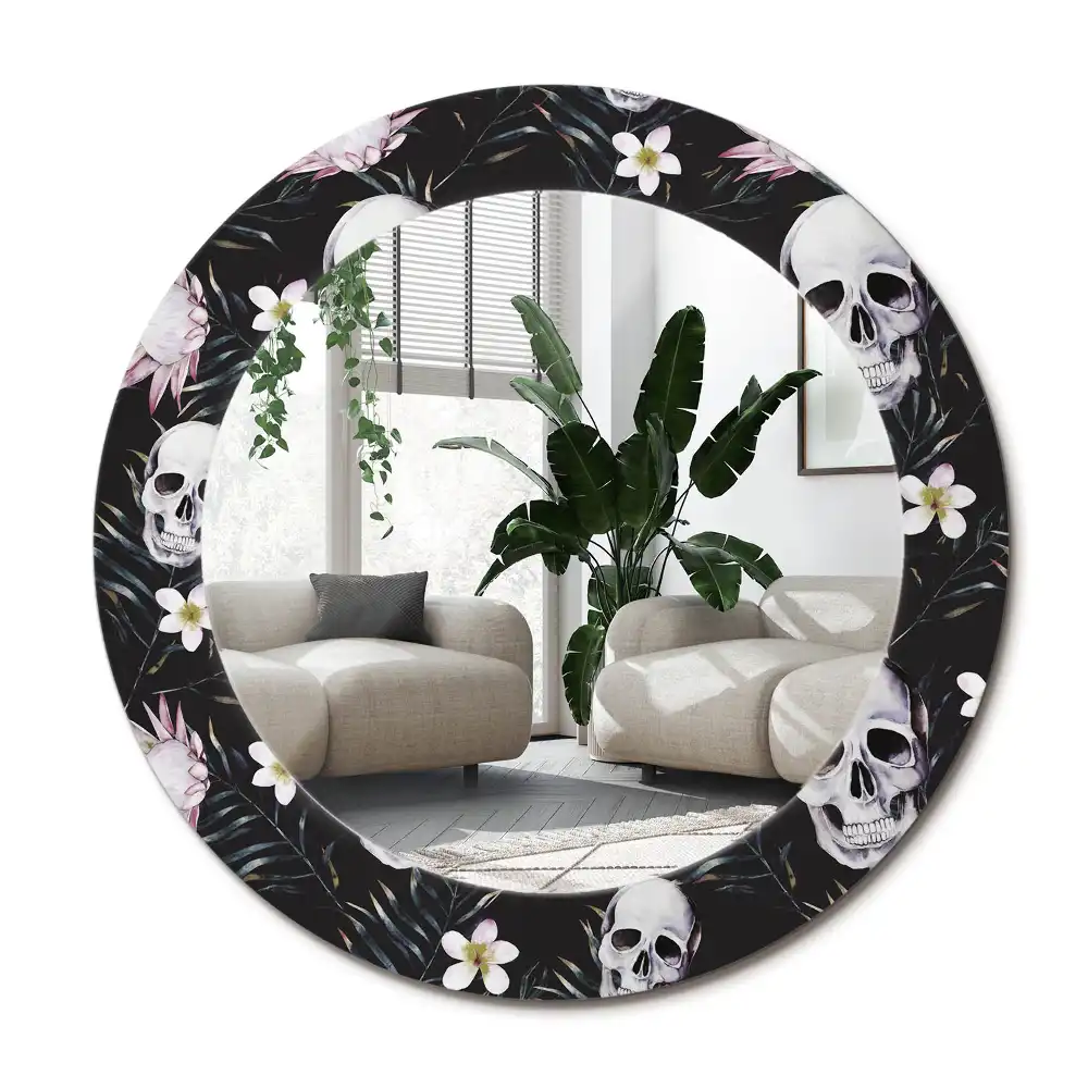 Specchio circolare decoro Fiori del teschio