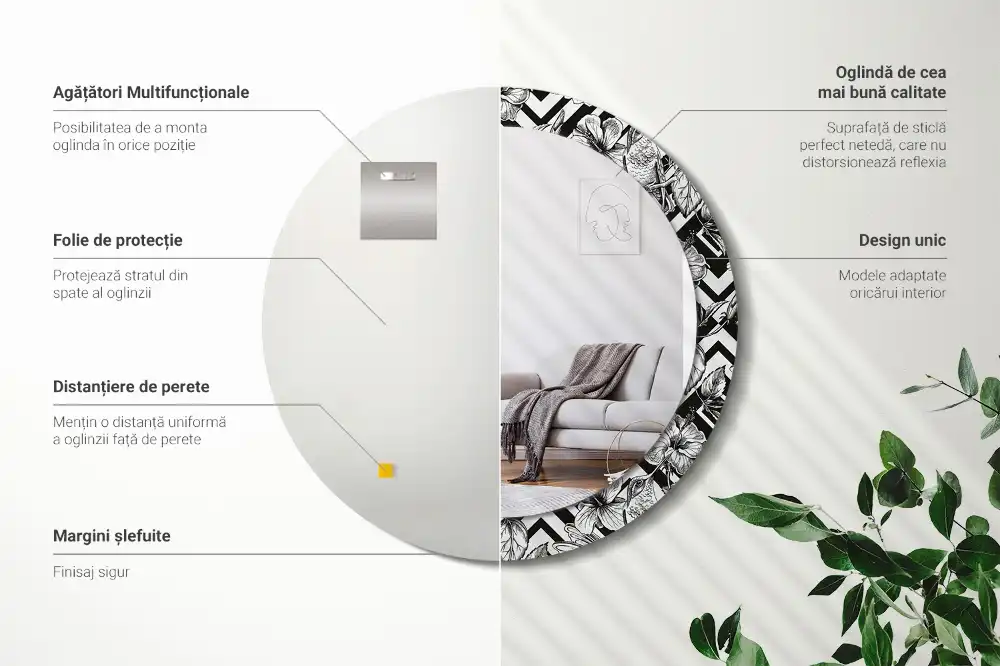 Specchio circolare stampato colibrì