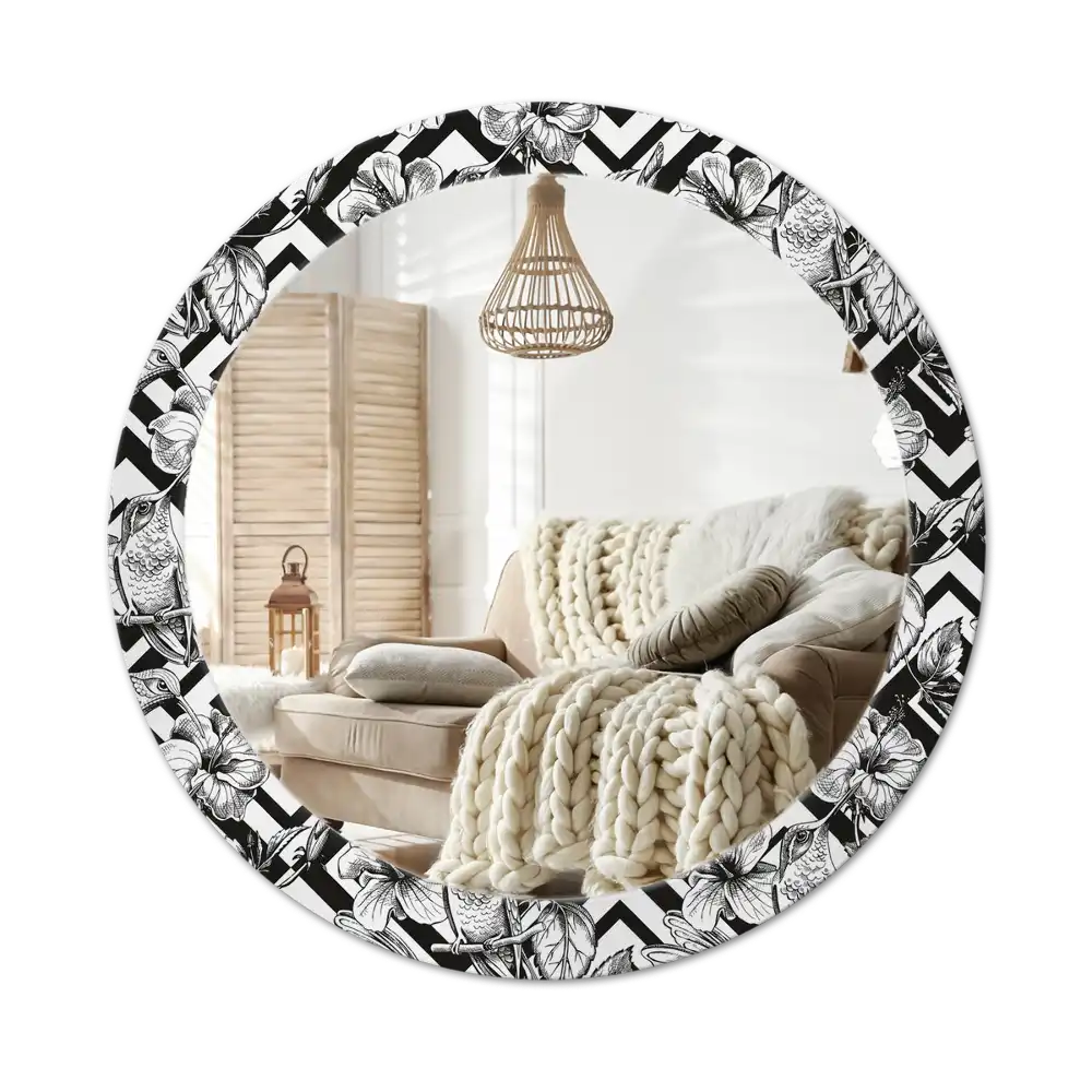 Specchio circolare stampato colibrì