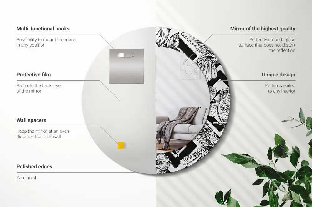 Specchio circolare stampato colibrì